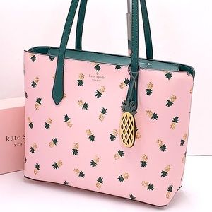 KATE SPADE MARLEE PINEAPPLE PRINTED TOTE PINEAPPLES PRINT PINK MULTI
